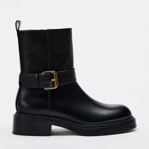 ZARA FAUX LEATHER BLACK BOOTS